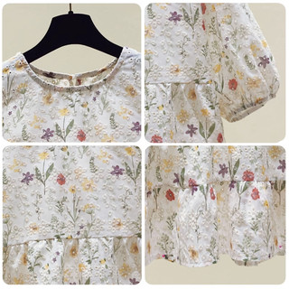 Áo Sơ Mi Tay Ngắn Phồng Thêu Hoa Phong Cách Hàn Quốc Cho Nữ Baju Baju Wanita Lengan Panjang Hàng Mới Có Sẵn