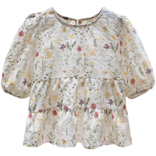 Áo Sơ Mi Tay Ngắn Phồng Thêu Hoa Phong Cách Hàn Quốc Cho Nữ Baju Baju Wanita Lengan Panjang Hàng Mới Có Sẵn