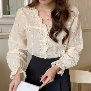 Áo Nữ Tay Dài Phối Ren Phong Cách Hàn Quốc