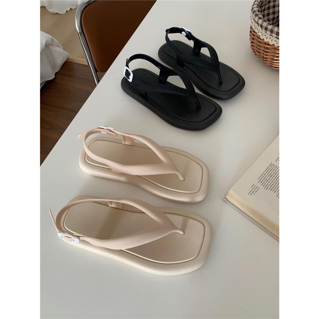 Phiên Bản Hàn Quốc Niche Flip-Flops Giày La Mã Nữ Đi Ngoài Trời Dép Chống Trơn Trượt Chống Thấm Nước Dép Lật Nhẹ-