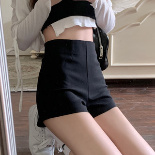 ZHELIHANGFEI Quần Short Lưng Cao Dáng Ôm Co Giãn Màu Đen Thời Trang Xuân Hè Xinh Xắn Cho Nữ
