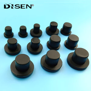 Mũ cao su silicon rắn màu đen Loại T Vỏ cắm Snap-on Miếng đệm trống Đầu bịt kín Nút chặn 2,5mm-14mm