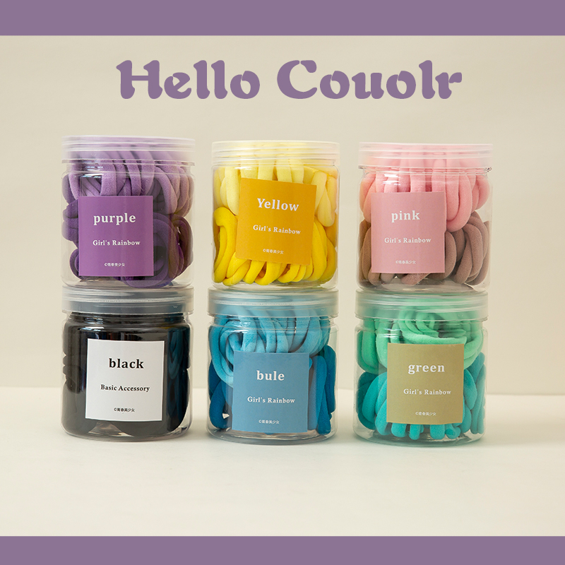 Dây buộc tóc Scrunchie cao su phong cách Hàn Quốc, 50 cái/hộp - Phụ kiện tóc nhiều màu sắc