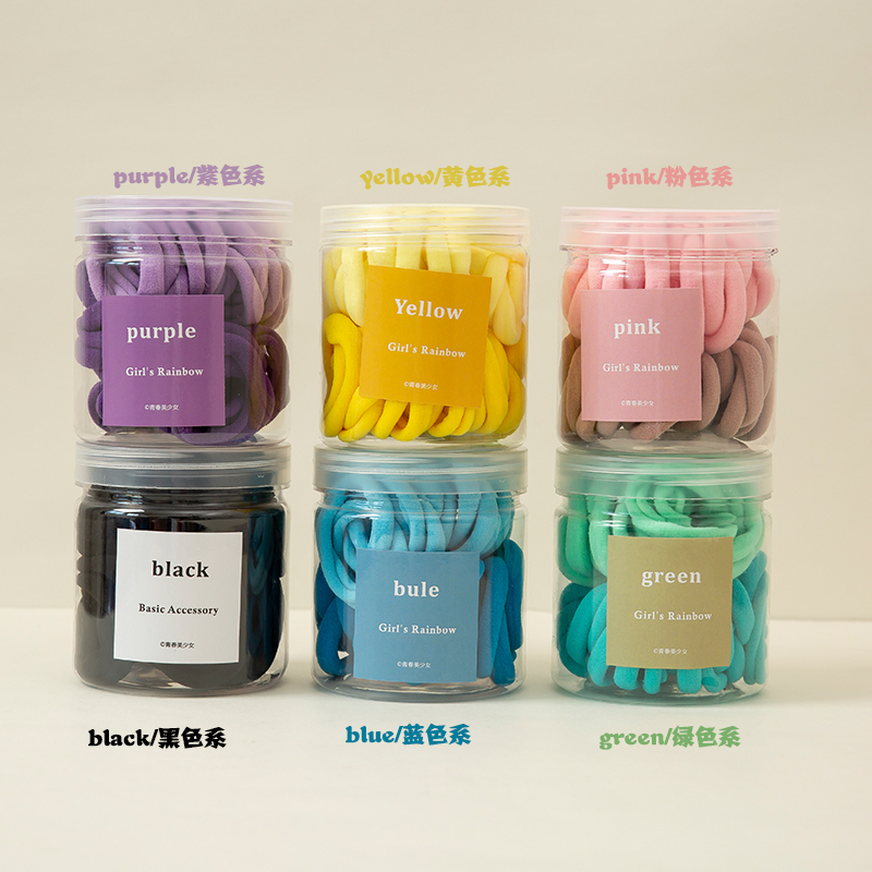 Dây buộc tóc Scrunchie cao su phong cách Hàn Quốc, 50 cái/hộp - Phụ kiện tóc nhiều màu sắc