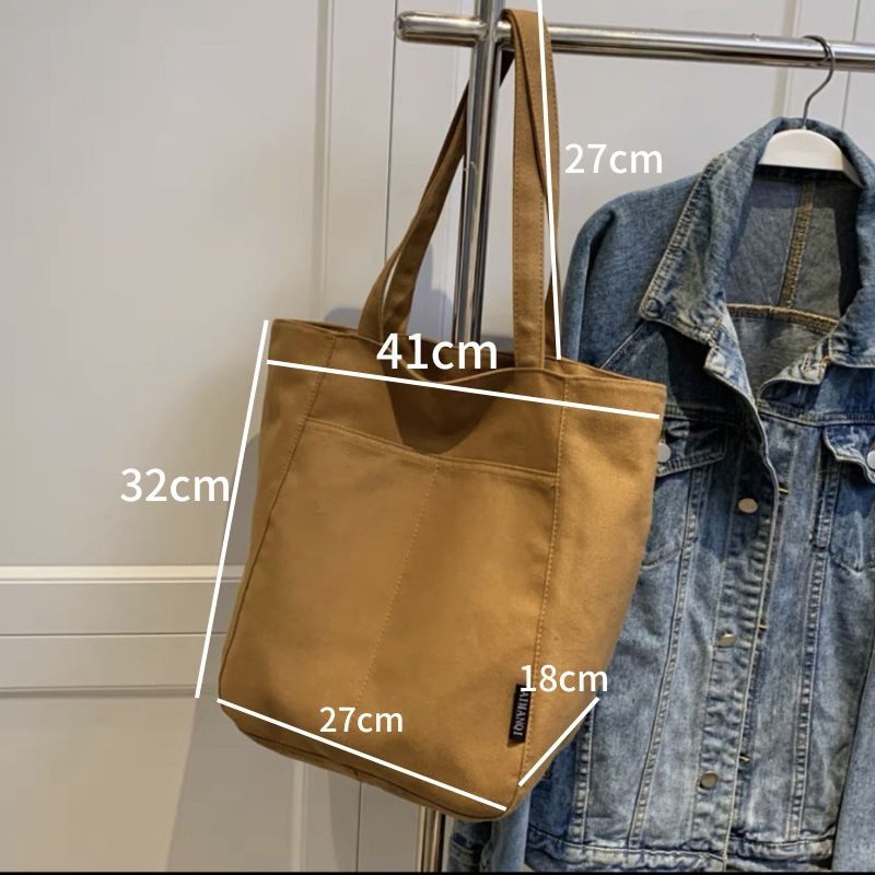 Túi vải canvas sức chứa lớn, thời trang mới cho học sinh, đeo vai đơn, kiểu tote