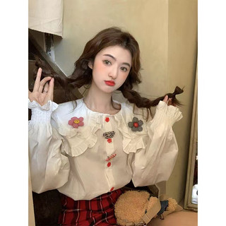 Áo Sơ Mi Tay Dài Dáng Rộng In Họa Tiết Hoa Thời Trang Hàn Quốc Cho Nữ