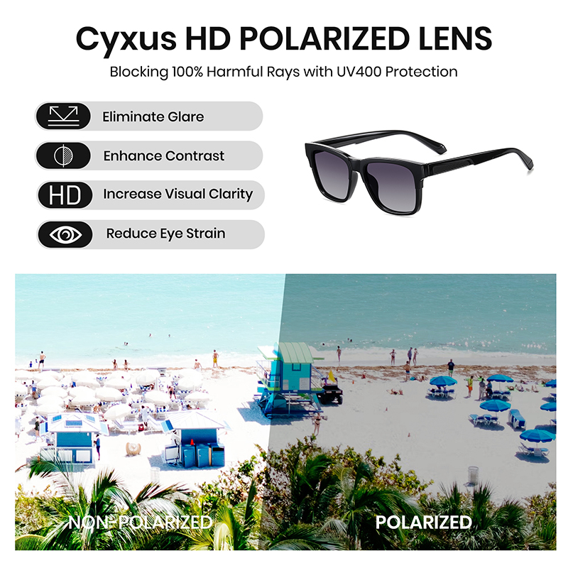 Cyxus Kính Phân Cực Gọng Vuông TR90 Thời Trang Chống Tia UV400 Cho Nam Phù Hợp Lái Xe Đi Biển Và Hoạt Động Ngoài Trời 1064
