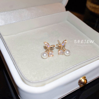 DREJEW Khuyên Tai Bạc Đính Ngọc Trai Và Đá Zircon Thời Trang