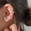 Khuyên tai nữ mạ bạc đính đá pha lê cao cấp thiết kế 2 đầu thời thượng trẻ trung phong cách hàn quốc