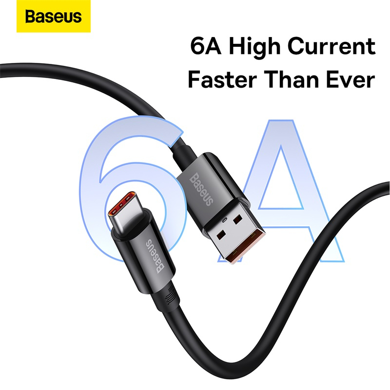 Ảnh Cáp sạc nhanh USB C BASEUS 100W 6A cho Huawei P30 PD Xiaomi Samsung 4