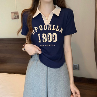 ZHELIHANGFEI Áo Thun POLO Ngắn Tay Cỡ Lớn Lệch Vai Thời Trang Mùa Hè Cho Nữ