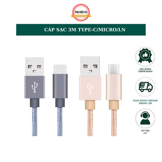 Dây Cáp Sạc MICRO Usb TYPE C Chiều Dài 3m 123 [deerlu01]
