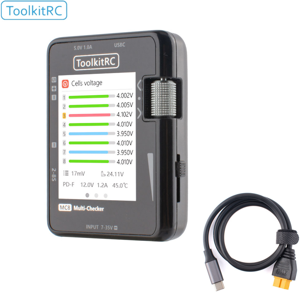 Toolkitrc mc8 mini size cell checker pin 32 bit multi-checker pwm ...