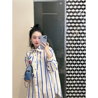 Áo Sơ Mi Nữ Kẻ Sọc Tay Dài Dáng Rộng Phong Cách Hàn Quốc Fshn