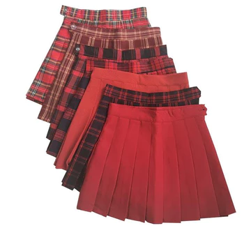 Vận chuyển 24 giờ = Váy xếp ly eo cao Váy ngắn xếp ly Váy ngắn Skinny Váy ca rô Váy dài phong cách Preppy Giảm tuổi Váy xếp ly ôm hông nữ mùa hè 2022 Váy cạp cao Hot Girl Váy ca rô màu đỏ Preppy Style