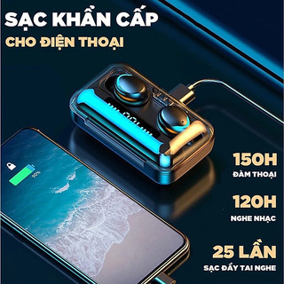 Tai Nghe Bluetooth AMOI F9 Không Dây Cảm Ứng Vân Tay Có Đèn LED Báo Động Pin Đôi