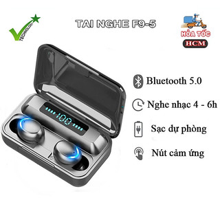 Tai Nghe Bluetooth AMOI F9 Không Dây Cảm Ứng Vân Tay Có Đèn LED Báo Động Pin Đôi