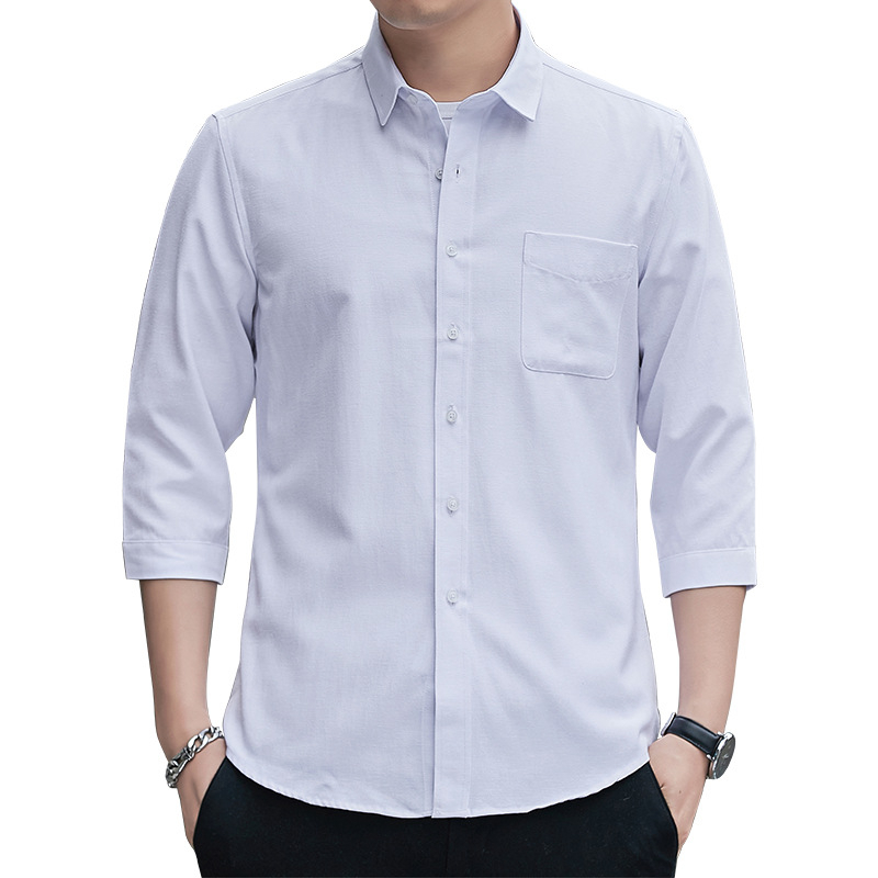 Áo Sơ Mi Nam Tay Lỡ 3 / 4 Thời Trang Công Sở