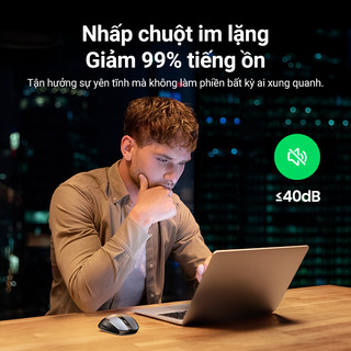 Chuột UGREEN không dây Bluetooth 5.0+2.4G 4000DPI| đa chế độ,  nút im lặng, Mouse 90855 Đen