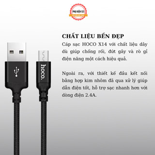 Dây cáp sạc Hoco dài 1M chất liệu dây dù hỗ trợ sạc nhanh chân sạc tương thích Type c,Micro-Phụ Kiện 123【 deerlu03 】