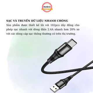 Dây cáp sạc Hoco dài 1M chất liệu dây dù hỗ trợ sạc nhanh chân sạc tương thích Type c,Micro-Phụ Kiện 123【 deerlu03 】