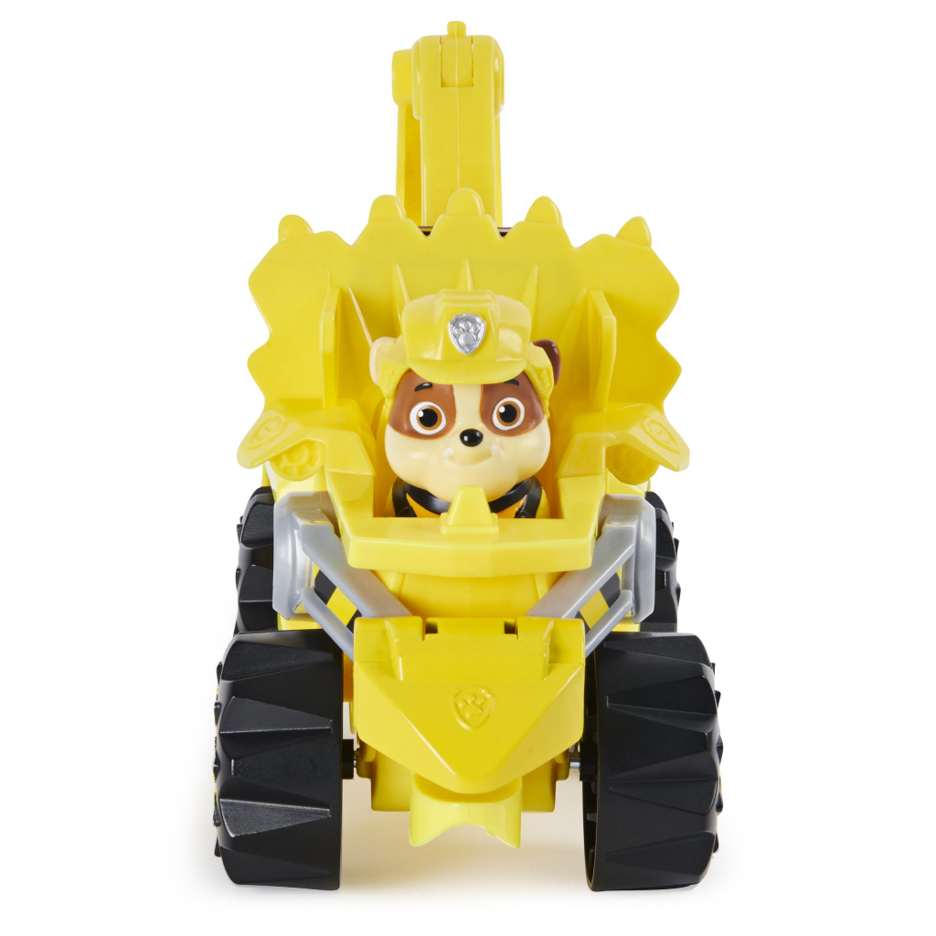 PAW Patrol Dino Rescue Rubble 's Deluxe Rev Up Vehicle với hình khủng long bí ẩn