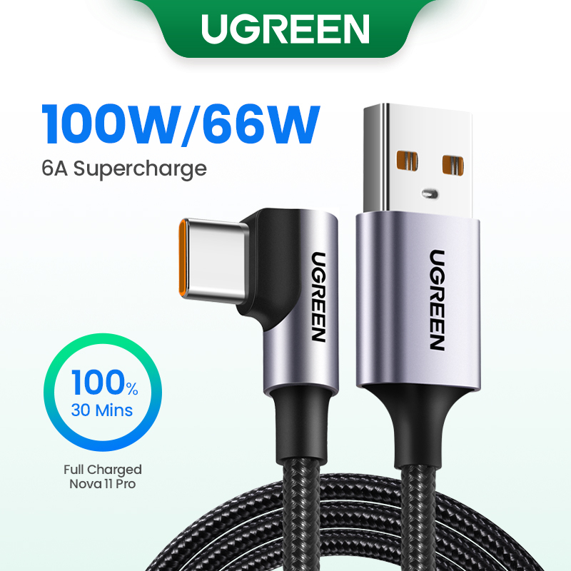 Dây cáp sạc nhanh UGREEN USB Type C đầu xoay góc 90 độ thích hợp cho ...