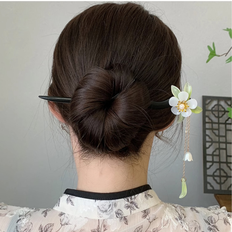 Retro Màu Đen Gỗ Hoa Kẹp Tóc Cao Cấp Gỗ Đàn Hương Tinh Tế Phụ Kiện Tóc 2025 Phụ Kiện Thời Trang Mới