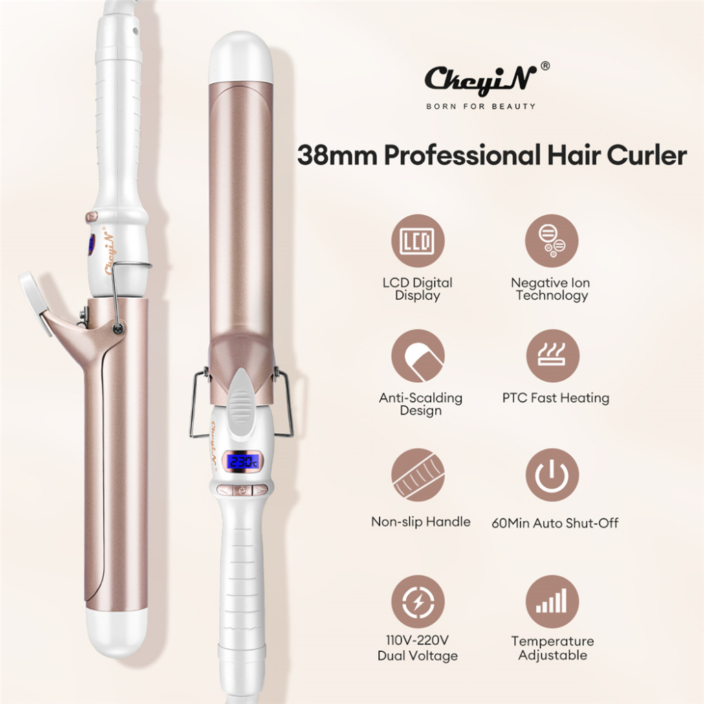 Máy kẹp uốn tóc CKEYIN tạo kiểu gợn sóng nhiệt độ điều chỉnh được kích thước 13-38mm tùy chọn