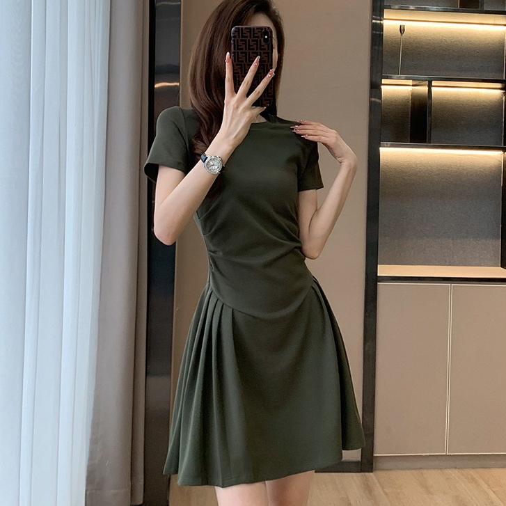 Đầm Chữ A Dáng Ôm Màu Xanh Lá Thời Trang Mùa Hè Kiểu Mới
