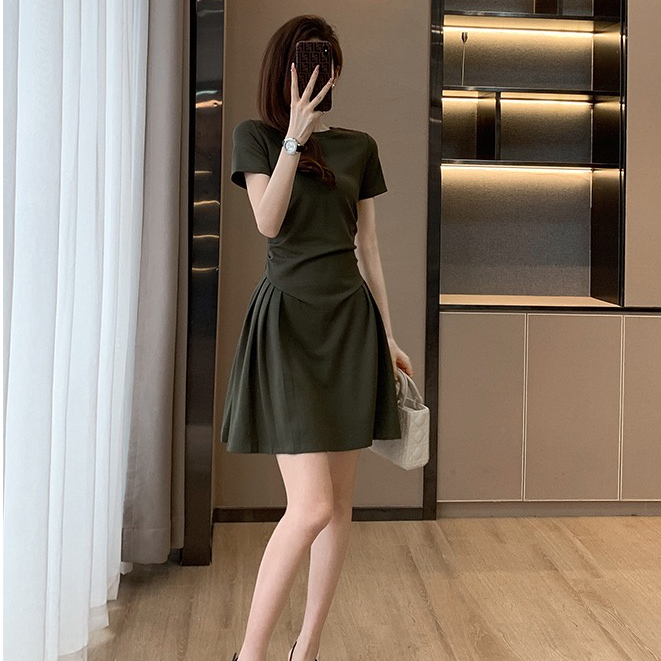 Đầm Chữ A Dáng Ôm Màu Xanh Lá Thời Trang Mùa Hè Kiểu Mới