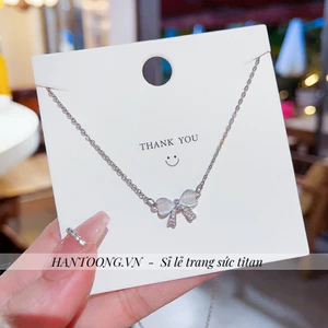 Vòng cổ titan nữ mạ bạc thiết kế mặt hình nơ xinh xắn ngọt ngào phong cách hàn quốc nhẹ nhàng