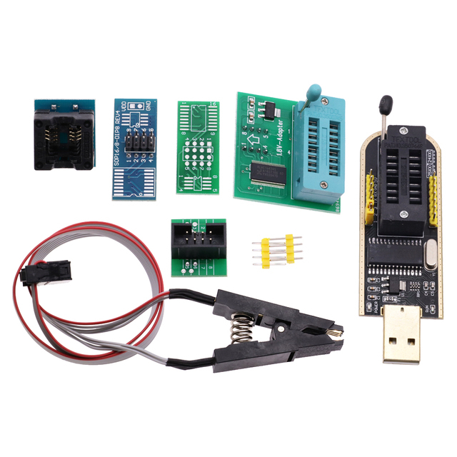Programador USB CH341a Con Clip SOP8 - Adaptador 1.8V, Para Flash 24/25 Series, Reparación TV/PC