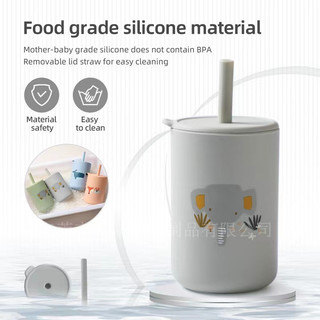 Bình Nước Silicone Cấp Thực Phẩm Có Ống Hút Họa Tiết Hoạt Hình Cho Bé
