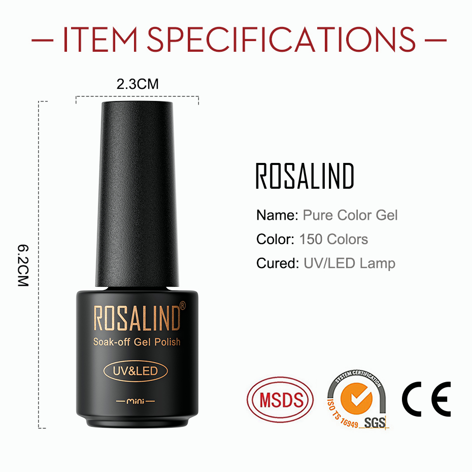 Ảnh Gel móng tay ROSALIND Màu xanh 7ML Chai thủy tinh sơn móng tay 3