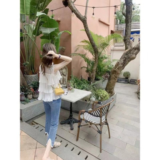 Áo Nữ Không Tay Cổ Đứng Phong Cách retro Hàn Quốc