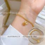 Vòng tay titan không gỉ dạng bi tròn mạ vàng 18k thiết kế mặt chữ phúc hình tai thỏ dễ thương dành cho nữ