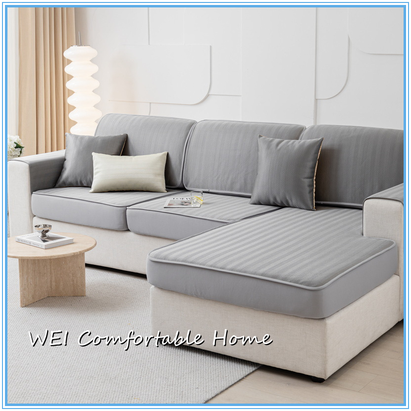 Vỏ Bọc Ghế Sofa Vải Lụa Lạnh In Họa Tiết Xương Cá Đơn Giản Giặt Được Phù Hợp Bốn Mùa
