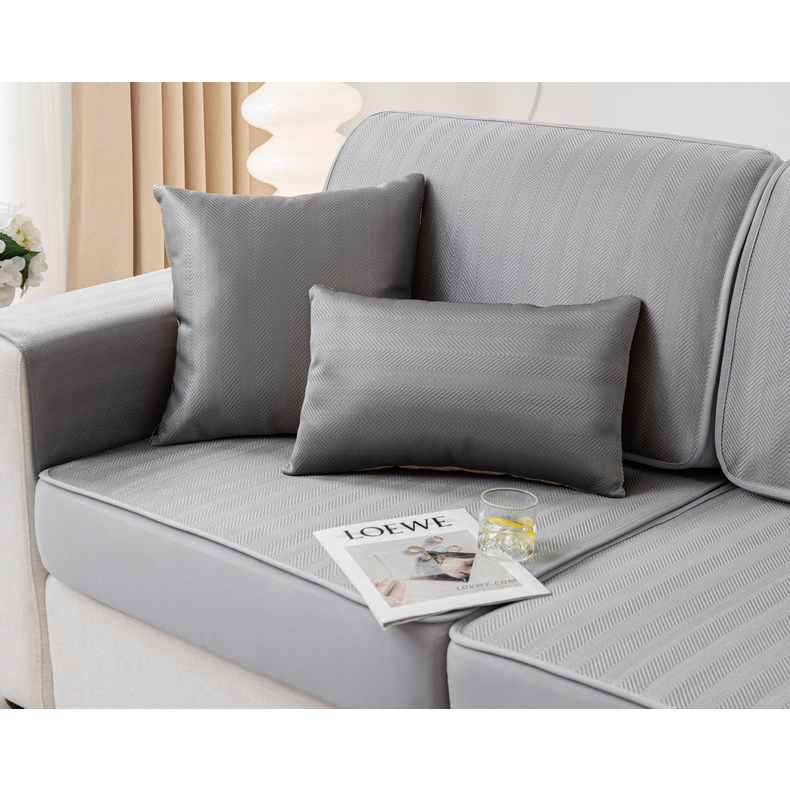 Vỏ Bọc Ghế Sofa Vải Lụa Lạnh In Họa Tiết Xương Cá Đơn Giản Giặt Được Phù Hợp Bốn Mùa