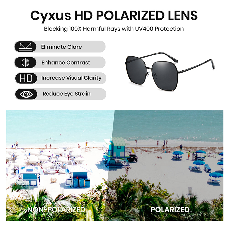 Cyxus Kính Mát Phân Cực Gọng Vuông Thời Trang Chống Tia UV400 Cho Nam Và Nữ Phù Hợp Dùng Ngoài Trời 1075