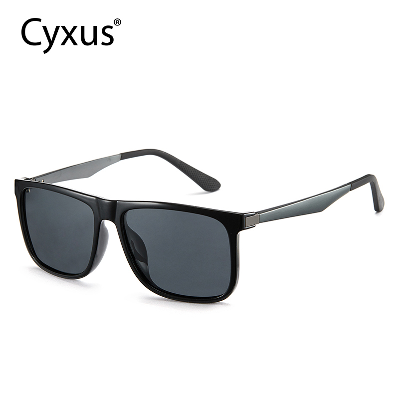 Cyxus Kính Phân Cực Nam Gọng Vuông Kim Loại Bản Lề Lò Xo Chống Tia UV400 Phù Hợp Dùng Hàng Ngày 1074