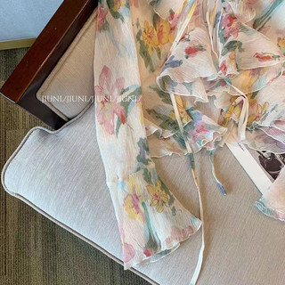 Áo Sơ Mi Nữ Tay Dài Cổ Chữ v Họa Tiết Hoa Thời Trang Hàn Quốc