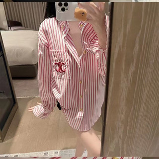 Áo Sơ Mi Nữ Tay Dài Dáng Rộng Thêu Hoa Thời Trang Hàn Quốc