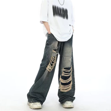 Quần Jean Nam Ống Rộng Phong Cách Hàn Quốc Mới quần jean nam rách gối quần jean cạp cao quần jean ống rộng