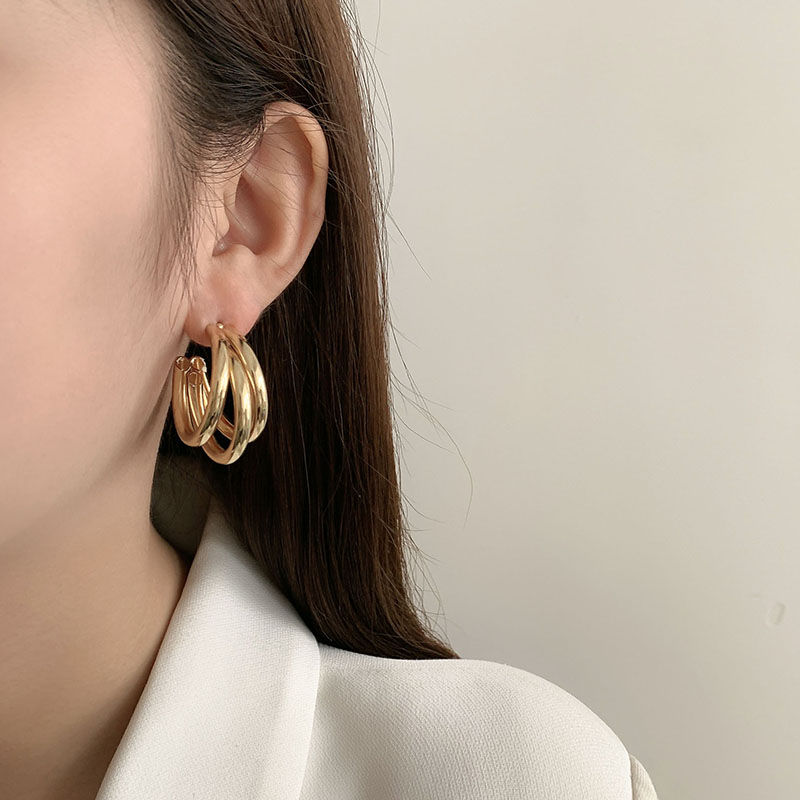 Bông tai vuông kim loại hình học, phong cách Hàn Quốc dành cho nữ