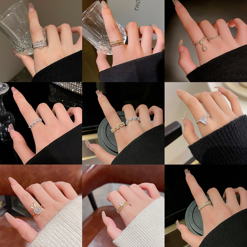 Nhẫn nữ bộ sưu tập zircon hình bướm sang trọng, dễ điều chỉnh size