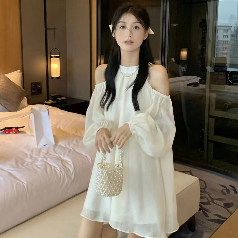 Đầm Chiffon Dáng Rộng Hở Vai Thiết Kế Mới Thời Trang Dành Cho Mùa Hè