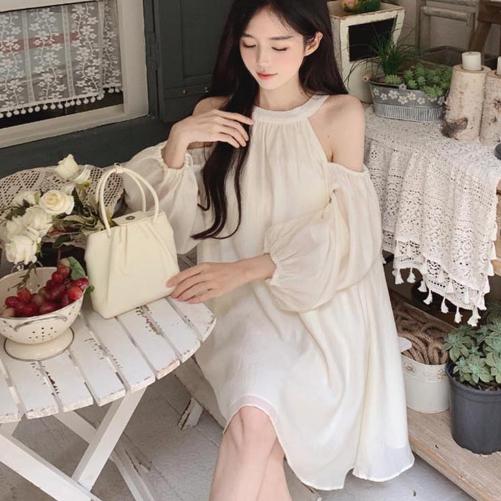 Đầm Chiffon Dáng Rộng Hở Vai Thiết Kế Mới Thời Trang Dành Cho Mùa Hè