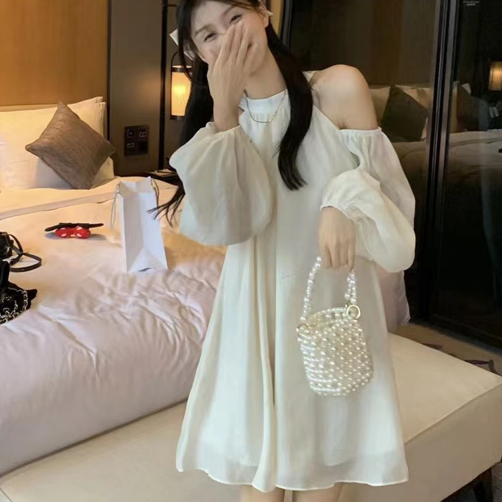 Đầm Chiffon Dáng Rộng Hở Vai Thiết Kế Mới Thời Trang Dành Cho Mùa Hè