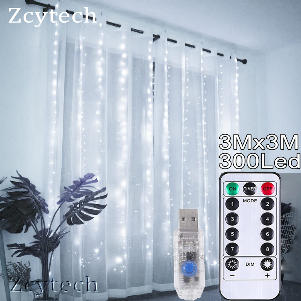 3m 300 LED Cửa Sổ Rèm Dây Đèn 8 Chế Độ Chiếu Sáng Dây USB Đèn Cổ Tích ...